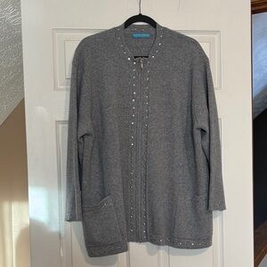 100% Cashmere Gray Studded Cardigan